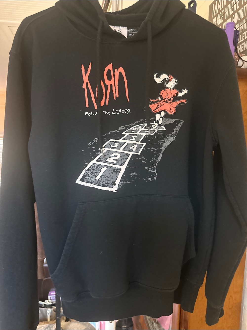 KORN Black Graphic Hoodie - Follow the Leader Design